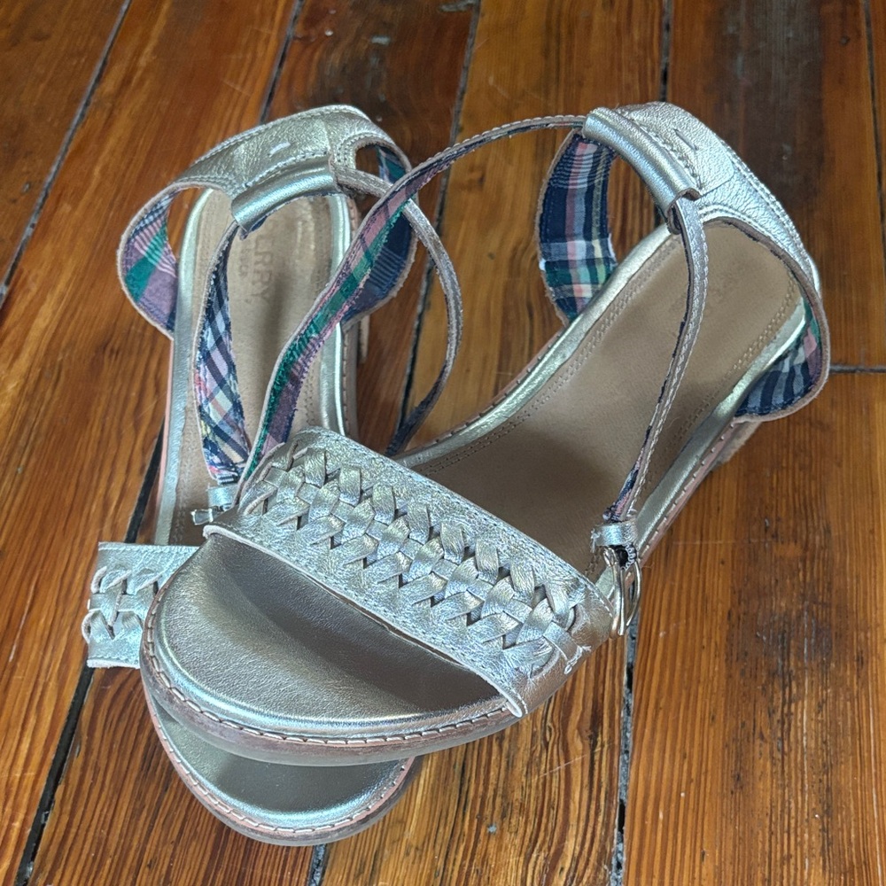 Sperry Metallic Gold Woven Ankle-Strap Sandals
